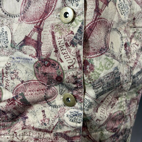 Christopher & Banks M Jacket Parisian Travel Print Button Front Vintage-Inspired - Picture 5 of 16